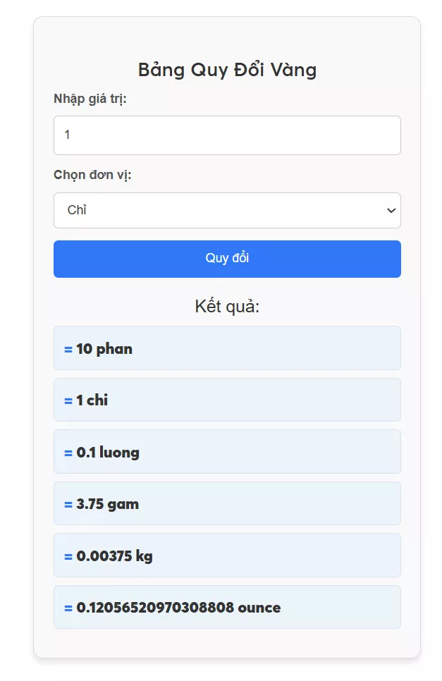 1 chỉ vàng bao nhiêu gam?